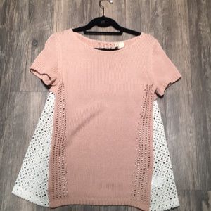 Anthropologie brand MOTH cotton crochet pullover